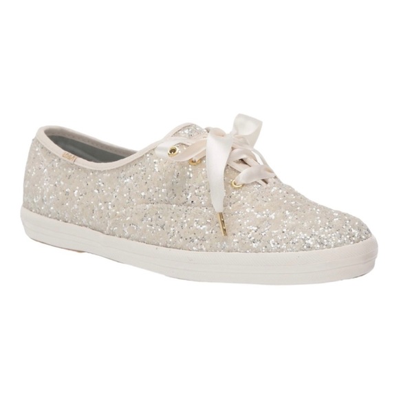 Keds Champion Kate Spade Glitter Sneaker in Cream 8 Eras Swiftie Glam Wedding - Picture 1 of 11